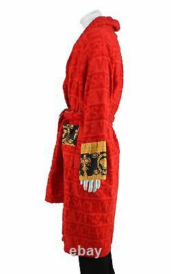 VERSACE Red Cotton I Heart Baroque Bathrobe, Size XL