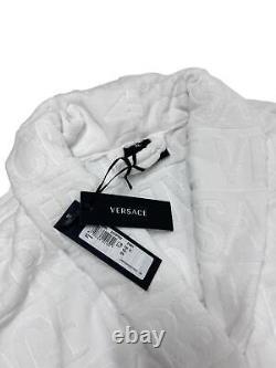 VERSACE White Bath Robe Cotton Gold Trim XL NEW RRP 390
