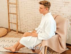 VITAYAN Waffle Robe Long Kimono Soft 100% COTTON Spa Hotel Bathrobe (women, men)