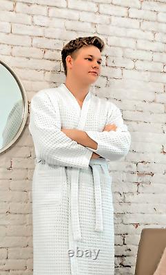 VITAYAN Waffle Robe Long Kimono Soft 100% COTTON Spa Hotel Bathrobe (women, men)