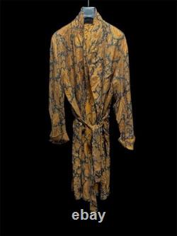 VIVAX Silk Orange Paisley Robe Long Kimono Bathrobe Cardigan Nightgown Sleepwear