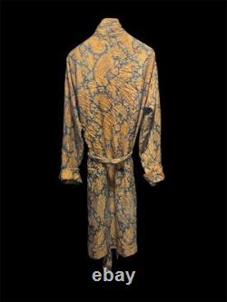 VIVAX Silk Orange Paisley Robe Long Kimono Bathrobe Cardigan Nightgown Sleepwear