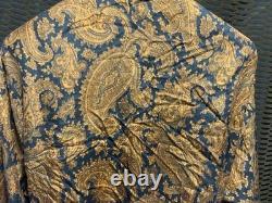 VIVAX Silk Orange Paisley Robe Long Kimono Bathrobe Cardigan Nightgown Sleepwear