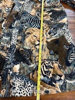VTG 60s State O Maine Mens One size Bathrobe Terrycloth Safari Animal Print