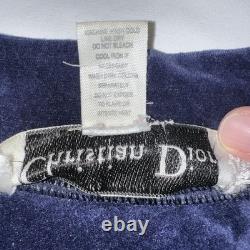 VTG Christian Dior Monsieur Navy Blue Velour Robe Bathrobe Men's L Logo 80s 90s