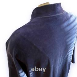 VTG Christian Dior Monsieur Navy Blue Velour Robe Bathrobe Men's L Logo 80s 90s