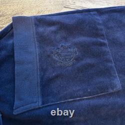 VTG Christian Dior Monsieur Navy Blue Velour Robe Bathrobe Men's L Logo 80s 90s