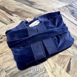 VTG Christian Dior Monsieur Navy Blue Velour Robe Bathrobe Men's L Logo 80s 90s