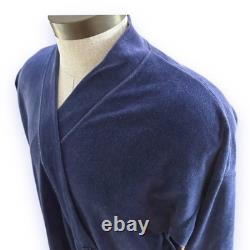 VTG Christian Dior Monsieur Navy Blue Velour Robe Bathrobe Men's L Logo 80s 90s