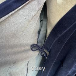 VTG Christian Dior Monsieur Navy Blue Velour Robe Bathrobe Men's L Logo 80s 90s