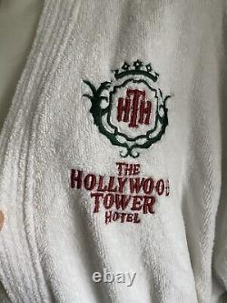 VTG Disney World Bath Robe Adult One Size White Hollywood Tower Hotel Pockets