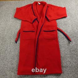 VTG J Crew Robe Mens XS Red Oarsman Fleece Belted Tie Shawl Bath Sleep Night USA