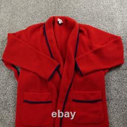 VTG J Crew Robe Mens XS Red Oarsman Fleece Belted Tie Shawl Bath Sleep Night USA