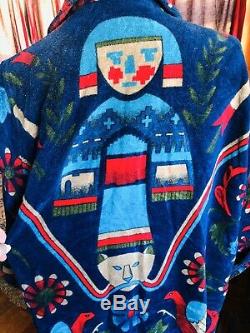VTG Kachina Doll Native American Indian Terry Cloth Mens Bath Robe Smithsonian