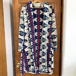 VTG LL Bean Aztec Bath Robe Geometric Heavyweight Rare Print Southwestern With Tie