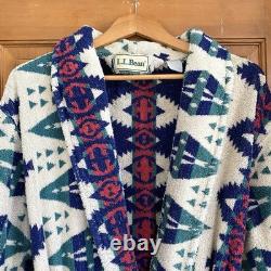 VTG LL Bean Aztec Bath Robe Geometric Heavyweight Rare Print Southwestern With Tie