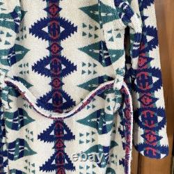 VTG LL Bean Aztec Bath Robe Geometric Heavyweight Rare Print Southwestern With Tie
