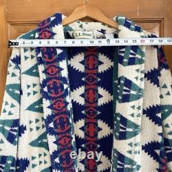 VTG LL Bean Aztec Bath Robe Geometric Heavyweight Rare Print Southwestern With Tie