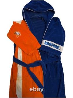 VTG RARE Mens Denver Broncos Bath Robe One Size Short Sleeve NFL 100% Cotton