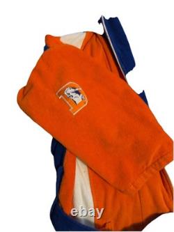 VTG RARE Mens Denver Broncos Bath Robe One Size Short Sleeve NFL 100% Cotton