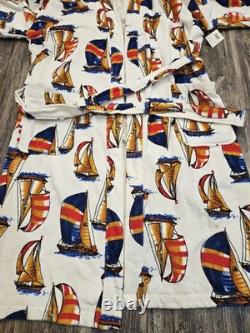 VTG Stafford Terry Cloth Bath Robe with belt Sailboats Design BRAND NEW with tags