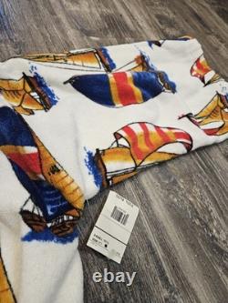 VTG Stafford Terry Cloth Bath Robe with belt Sailboats Design BRAND NEW with tags