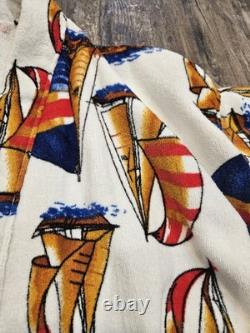 VTG Stafford Terry Cloth Bath Robe with belt Sailboats Design BRAND NEW with tags