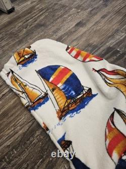 VTG Stafford Terry Cloth Bath Robe with belt Sailboats Design BRAND NEW with tags