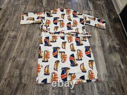 VTG Stafford Terry Cloth Bath Robe with belt Sailboats Design BRAND NEW with tags