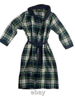 VTG T&J Vestor Men's Green Wool Plaid Belted Bathrobe. Italy. Size 40