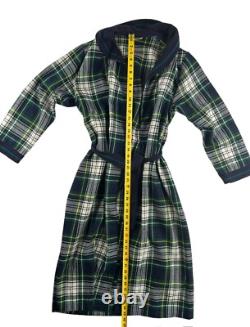 VTG T&J Vestor Men's Green Wool Plaid Belted Bathrobe. Italy. Size 40