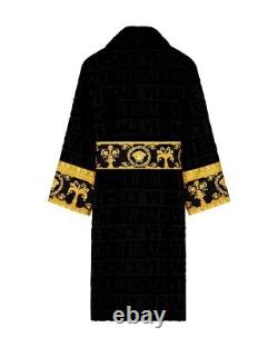 Versace 3XL Bath Robe Black Mens Embossed Logo