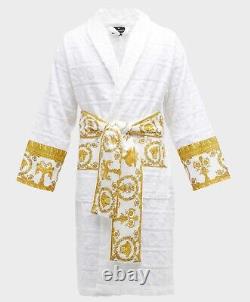 Versace Barocco Bathrobe with Print Logo White Size XXL