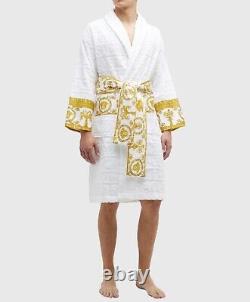 Versace Barocco Bathrobe with Print Logo White Size XXL