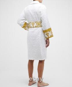 Versace Barocco Bathrobe with Print Logo White Size XXL