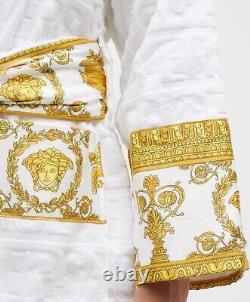 Versace Barocco Bathrobe with Print Logo White Size XXL