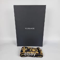 Versace Baroque And Greca Print Black Long Unisex Bathrobe New