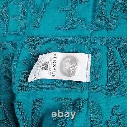 Versace Baroque And Greca Print Blue Long Unisex Bathrobe New