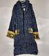 Versace Baroque And Greca Print Dark Blue Long Unisex Bathrobe New