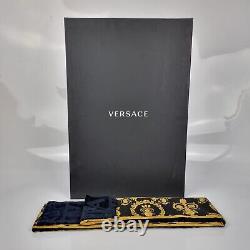 Versace Baroque And Greca Print Dark Blue Long Unisex Bathrobe New