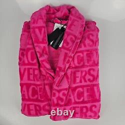 Versace Baroque And Greca Print Pink Unisex Long Bathrobe New