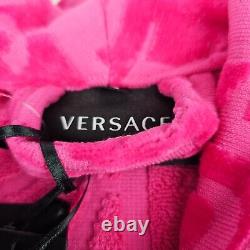 Versace Baroque And Greca Print Pink Unisex Long Bathrobe New