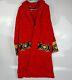 Versace Baroque And Greca Print Red Long Unisex Bathrobe New