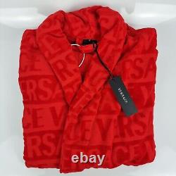 Versace Baroque And Greca Print Red Long Unisex Bathrobe New