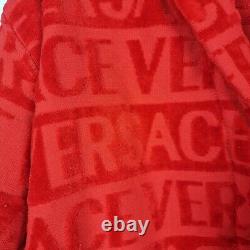 Versace Baroque And Greca Print Red Long Unisex Bathrobe New