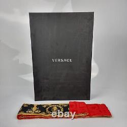 Versace Baroque And Greca Print Red Long Unisex Bathrobe New