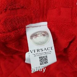 Versace Baroque And Greca Print Red Long Unisex Bathrobe New