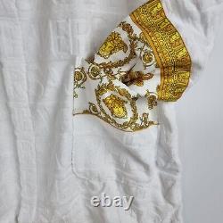 Versace Baroque And Greca Print White Short Unisex Bathrobe New