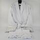 Versace Baroque And Greca Print White/Silver Long Unisex Bathrobe New