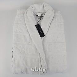 Versace Baroque And Greca Print White/Silver Long Unisex Bathrobe New